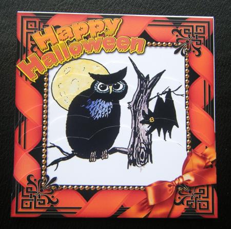 Hoot Halloween One Edge Scallop Bottom Stacker by Charlie Angel