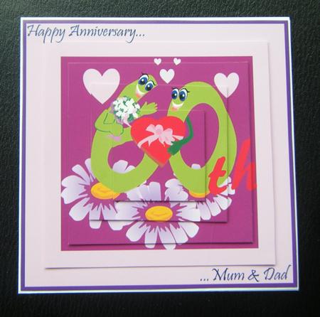 Purple Diamond Mum & Dad Pyramid Anniversary Card by Charlie Angel
