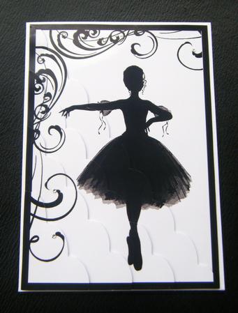 Dancing Ballerina Silhouette Shell Edged Corner Stacker Card by Charlie Angel