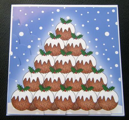 Christmas Pudding Tree Scallop Corner Side Stacker Topper by Charlie Angel