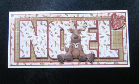 Noel Reindeer Dl Card Front or Topper by Charlie Angel
