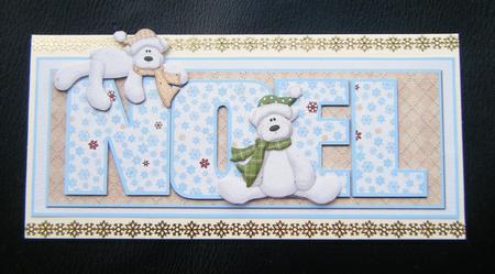 Noel Polar Bears Dl Card Front or Topper by Charlie Angel