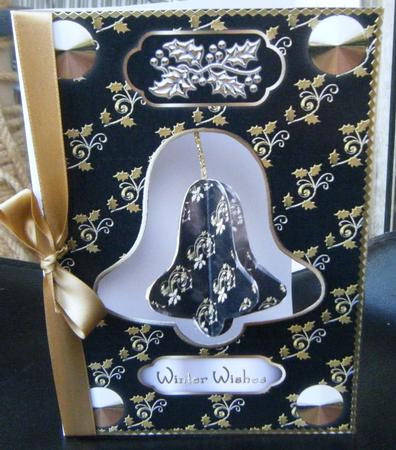 3D Black and Gold Christmas Bell Dangler Embellishment by Charlie Angel