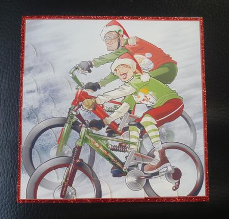 Mountain Bike Christmas Dudes 8x8 Quick Card by Charlie Angel