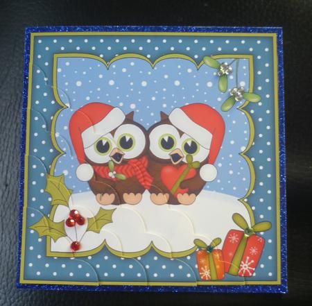 8x8 Xmas Little Hoot Owl Love 3D Decoupage by Charlie Angel