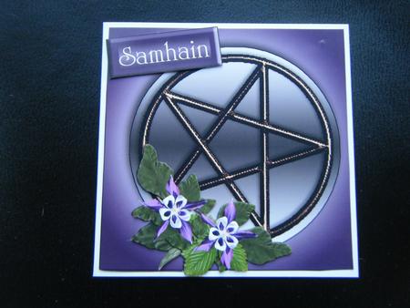 Pentagram Samhain Blessed Halloween Quick Card by Charlie Angel