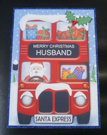 Xmas Santa Express Husband A5 Quick Card 3D Decoupage by Charlie Angel