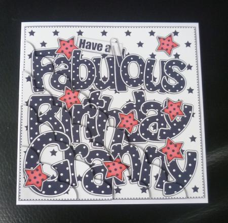 Birthday Granny Scallop Corner Side Stacker Topper by Charlie Angel
