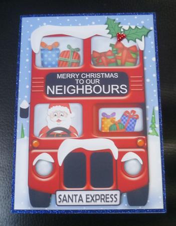Xmas Santa Express Neighbours A5 Quick Card N 3D Decoupage by Charlie Angel