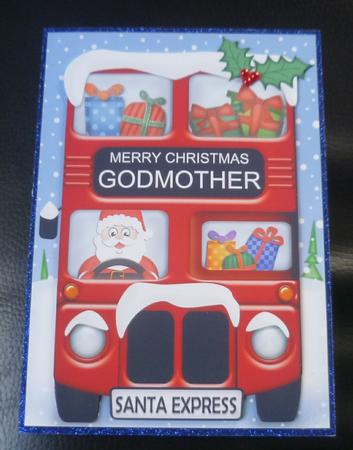 Xmas Santa Express Godmother A5 Quick Card N 3D Decoupage by Charlie Angel