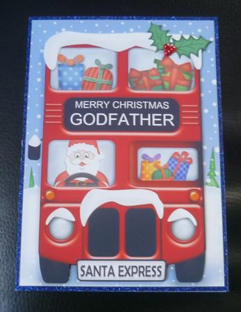 Xmas Santa Express Godfather A5 Quick Card N 3D Decoupage by Charlie Angel