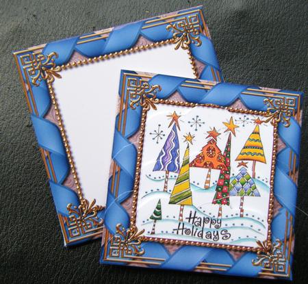 Happy Holiday Trees Card Envelope Scallop Bottom Stacker by Charlie Angel