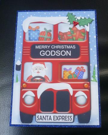 Xmas Santa Express Godson A5 Quick Card N 3D Decoupage by Charlie Angel