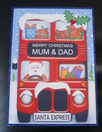 Xmas Santa Express Mum & Dad A5 Quick Card N 3D Decoupage by Charlie Angel