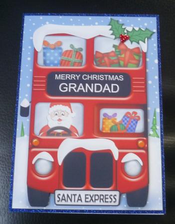 Xmas Santa Express Grandad A5 Quick Card N 3D Decoupage by Charlie Angel