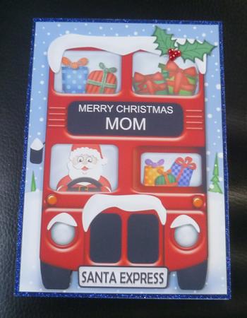 Xmas Santa Express Mom A5 Quick Card N 3D Decoupage by Charlie Angel