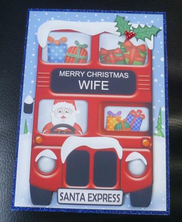 Xmas Santa Express Wife A5 Quick Card 3D Decoupage by Charlie Angel