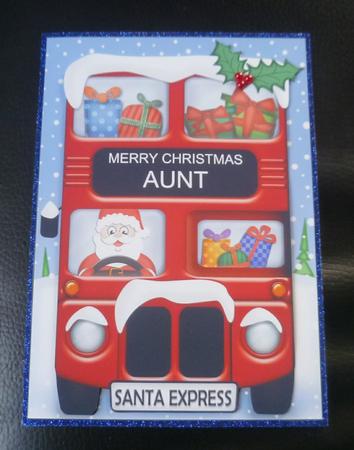 Xmas Santa Express Aunt A5 Quick Card N 3D Decoupage by Charlie Angel