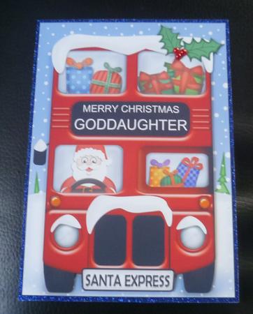 Xmas Santa Express Goddaughter A5 Quick Card N 3D Decoupage by Charlie Angel