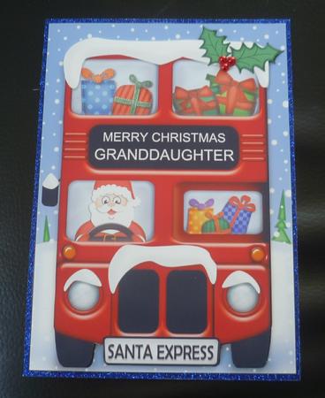 Xmas Santa Express Granddaughter A5 Quick Card 3D Decoupage by Charlie Angel