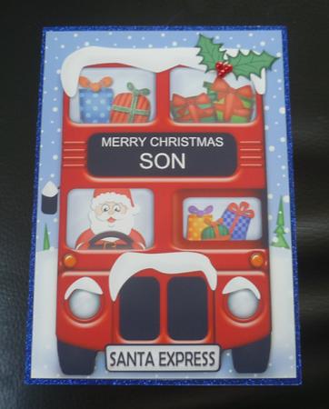 Xmas Santa Express Son A5 Quick Card N 3D Decoupage by Charlie Angel