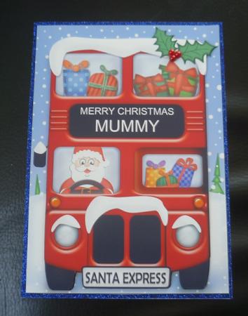 Xmas Santa Express Mummy A5 Quick Card N 3D Decoupage by Charlie Angel
