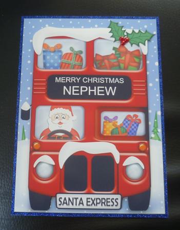 Xmas Santa Express Nephew A5 Quick Card N 3D Decoupage by Charlie Angel