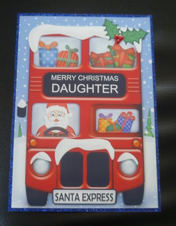 Xmas Santa Express Daughter A5 Quick Card 3D Decoupage by Charlie Angel