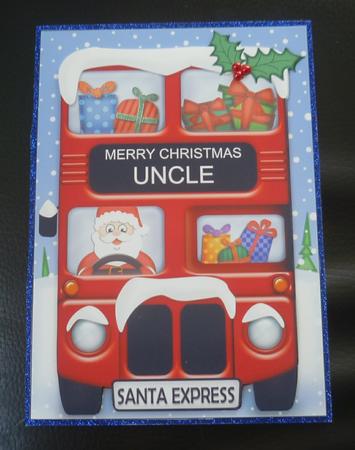 Xmas Santa Express Uncle A5 Quick Card N 3D Decoupage by Charlie Angel