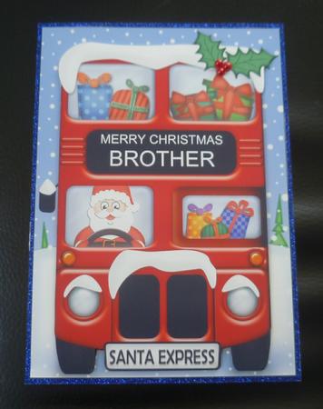 Xmas Santa Express Brother A5 Quick Card 3D Decoupage by Charlie Angel