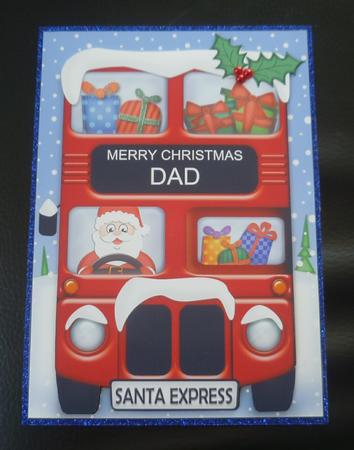 Xmas Santa Express Dad A5 Quick Card N 3D Decoupage by Charlie Angel