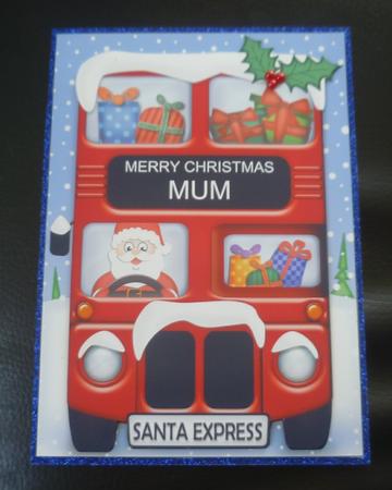 Xmas Santa Express Mum A5 Quick Card N 3D Decoupage by Charlie Angel