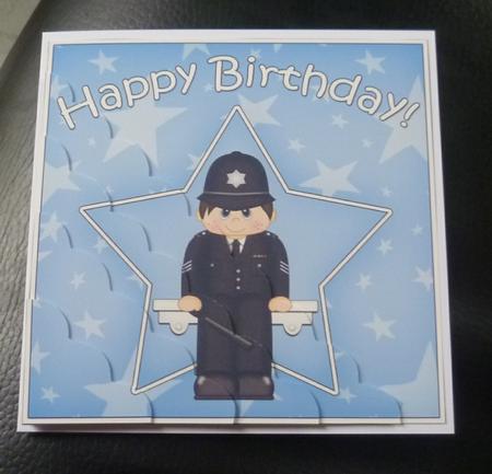 Policeman Birthday Scallop Corner Side Stacker by Charlie Angel
