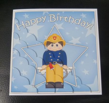 Fireman Birthday Scallop Corner Side Stacker by Charlie Angel