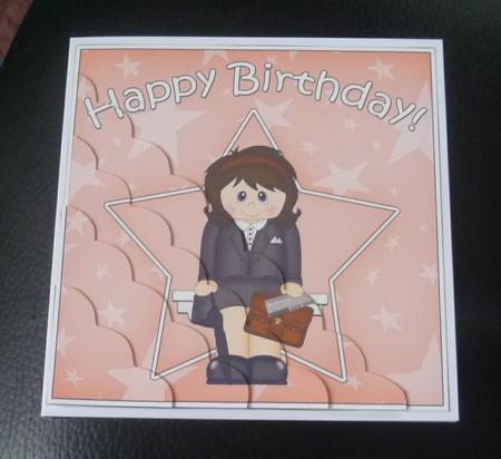 Business Woman Birthday Scallop Corner Side Stacker by Charlie Angel