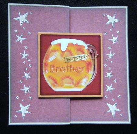 World's Best Brother Mine's a Pint! No-hole Fold Back Card by Charlie Angel