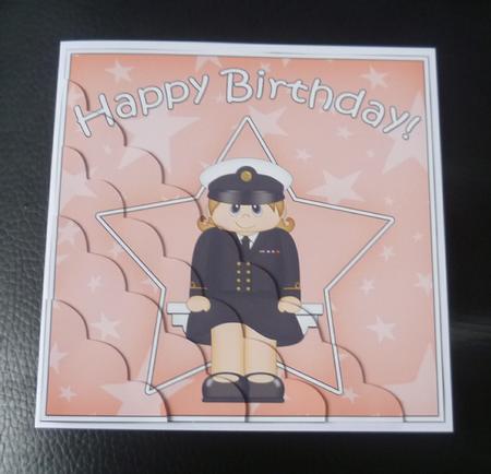 Navy Birthday Scallop Corner Side Stacker by Charlie Angel