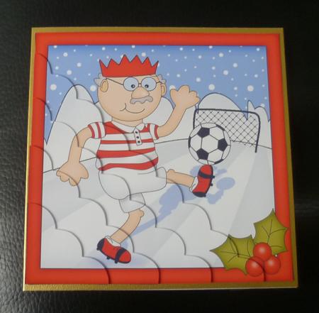 Christmas Bert plays Football Scallop Corner Topper by Charlie Angel