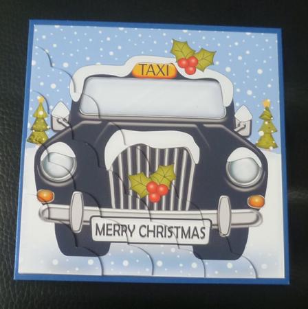 Christmas Taxi Scallop Corner Side Stacker Topper by Charlie Angel