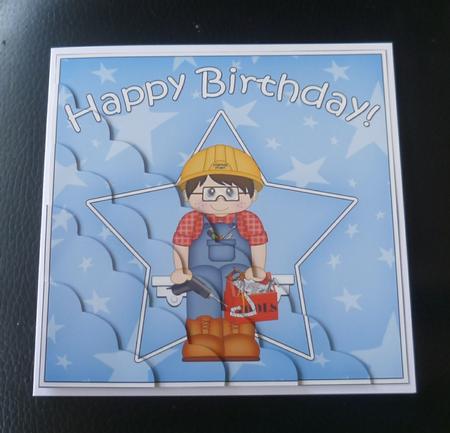 Handyman Birthday Scallop Corner Side Stacker by Charlie Angel