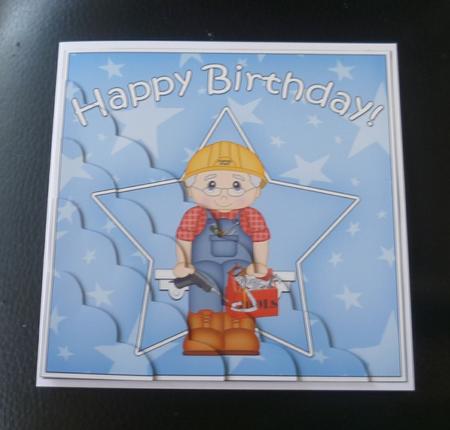 Handyman Birthday Scallop Corner Side Stacker by Charlie Angel