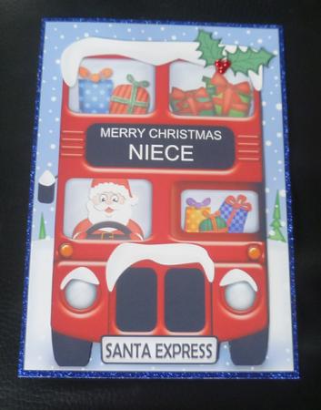 Xmas Santa Express Niece A5 Quick Card N 3D Decoupage by Charlie Angel