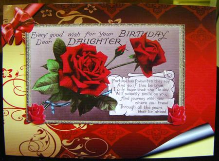 Beautiful A4 Topper of Roses in a Frame for a Daughter by Charlie Angel