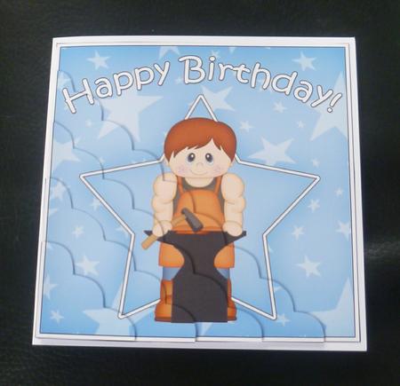 Blacksmith Birthday Scallop Corner Side Stacker by Charlie Angel