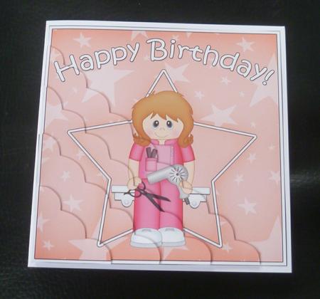 Hairdresser Birthday Scallop Corner Side Stacker by Charlie Angel