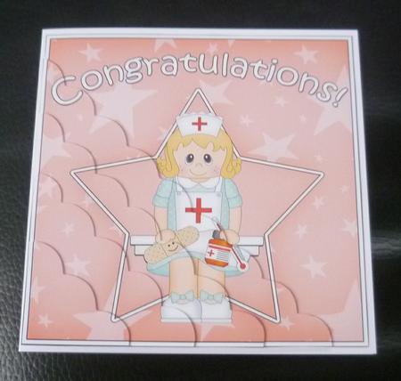 Nurse Congratulations Scallop Corner Side Stacker by Charlie Angel
