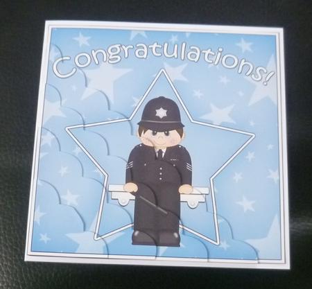 Policeman Congratulations Scallop Corner Side Stacker by Charlie Angel