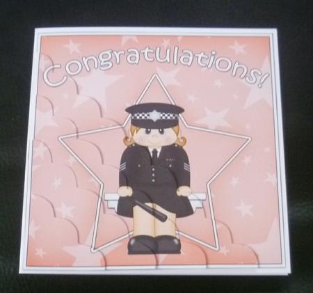 Policewoman Congratulations Scallop Corner Side Stacker by Charlie Angel