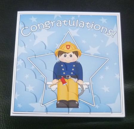 Fireman Congratulations Scallop Corner Side Stacker by Charlie Angel
