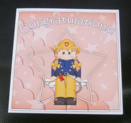 Firewoman Congratulations Scallop Corner Side Stacker by Charlie Angel
